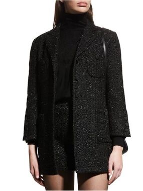 Emporio Armani Black Tweed Longline Blazer